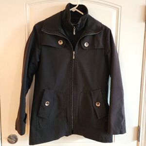 Kristen Blake Microfiber Full Double Zip Layered Jacket Size Small Black Y2K